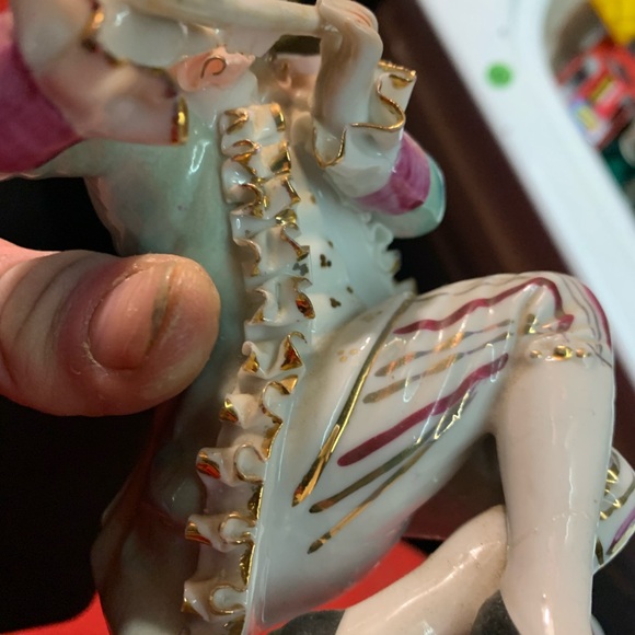 Victorian Porcelain Figurine Person Playing The Flute Bone Lace China - Picture 6 of 6